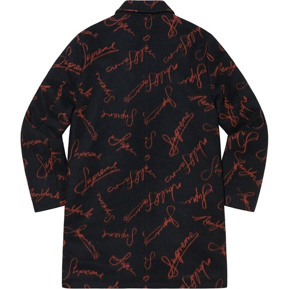 Supreme Script Logos Wool Overcoat - M - Picture 4 of 12